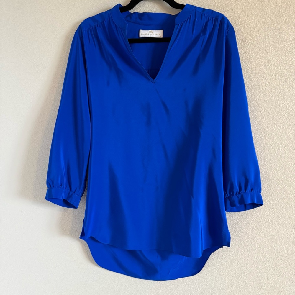 Amanda Uprichard Elegant Blue Silk Women's Top